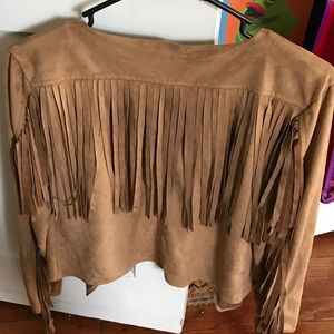 Camel fringe jacket ( faux suede) sm